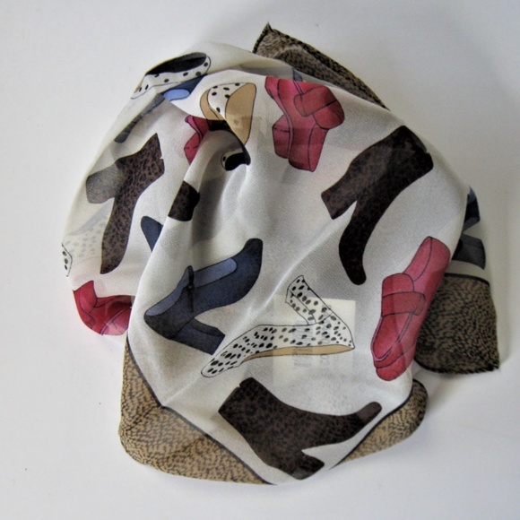 Echo Accessories - Vintage Echo Silk Scarf – Shoes Print, 20” Square